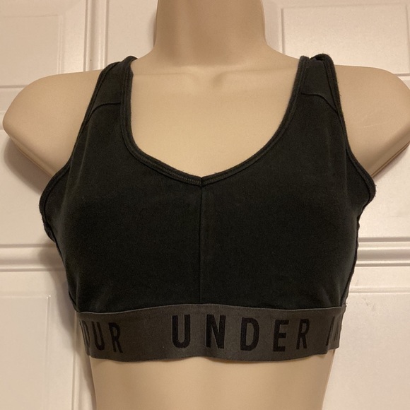 UNDER ARMOUR Racer Back Black Gray Trim Sports Exercise Running Bra Womens Small - Picture 4 of 13